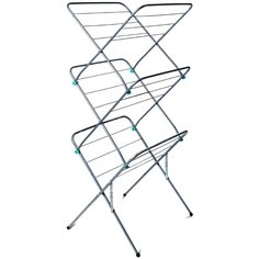Сушилка для белья напольная, 15 м, 3 уровня, 53х49.5х130 см, складная, 24 прута шт, 10 кг, серебристая, Nika, СБВ2/С