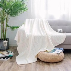 Плед евростандарт, 200х220 см, велсофт, 100% полиэстер, Cleo, Роял плюш, белый, 200/014-RP