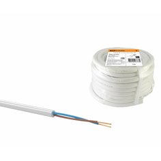 Провод ПВС, 2х1 мм², 5 м, ГОСТ, белый, Рыбинский КЗ/ TDM, SQ0118-0002