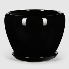 Кашпо керамическое для цветов Shine Pots 20x16 см черный глянец