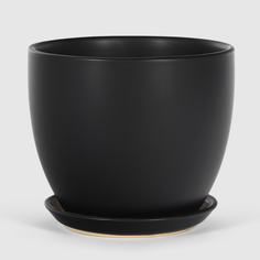 Кашпо керамическое для цветов Shine Pots 14x14см темно-серый матовый