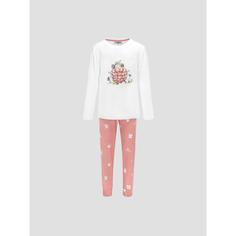 Пижама для девочек Kids by togas Стробби бело-розовый 104-110 см