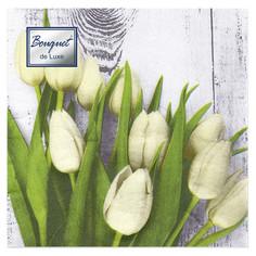 Салфетки с дизайном салфетки BOQUET Белые тюльпаны 3-слойные 24х24см 25шт Bouquet