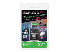 Карта памяти 32Gb - Exployd MicroSDHC Class 10 U1 V10 Vision EX32GCSDHC10-U1-V10 с переходником под SD