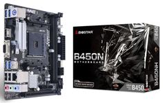 Материнская плата mini-ITX Biostar B450NH (AM4, AMD B450, 2*DDR4 (4000), 4*SATA 6G, M.2, PCIE, Glan, HDMI, VGA, 4*USB 3.2, 2*USB 2.0) RTL