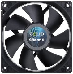 Вентилятор для корпуса GELID SILENT 8 BLACK FN-PX08-16 80x80x25 мм, 1600 об/мин, 21CFM, 19 дБА