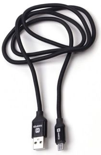 Кабель Harper BRCH-310 H00001358 USB - microUSB, black, 1м, нейлоновая оплетка, износоустойчивость, металлический штекер на концах
