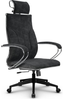 Кресло офисное Metta L 2c 44 подл.118/осн.002, велюр, тёмно-серое Метта
