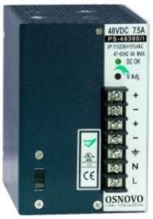 Блок питания OSNOVO PS-48360/I промышленный. DC48V, 7,5A (360W). Диапазон входных напряжений: AC115, 230V. КПД: 83%. Регулировка выходного напряжения