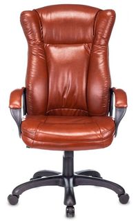 Кресло офисное Бюрократ CH-879N/BROWN руководителя, крестовина пластик, эко.кожа, цвет: коричневый