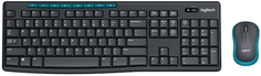 Клавиатура и мышь Wireless Logitech MK275 920-008535 112 клавиш с защитой от воды, черная, мышь черная, оптическая, 1000dpi, 3 кнопки, 2.4GHz, USB-рес