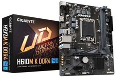 Материнская плата mATX GIGABYTE H610M K DDR4 (LGA1700, H610, 2*DDR4 (3200), 2*SATA 6G, M.2, 2*PCIE, Glan, HDMI, 2*USB 3.2, 4*USB 2.0)