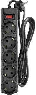 Сетевой фильтр CBR CSF 2505-3.0 Black CB 5 евророзеток, длина кабеля 3 метра, чёрный
