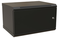 Шкаф настенный 19", 6U WRLine WR-TW-0645-SR-RAL9004 367x600х450мм, цельнометаллическая дверь с замком, цвет черный (RAL 9004) (разобранный)