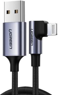Кабель UGREEN US299 60521 USB-A / угол направо Lightning, 1 м. черный