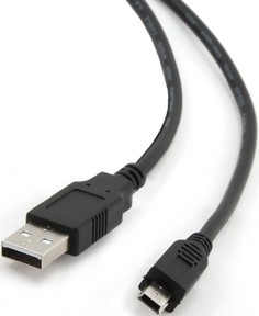 Кабель интерфейсный USB 2.0 BION BXP-CCP-USB2-AM5P-018 AM/miniBM, позолоченные контакты, ферритовые кольца, 1.8м, черный