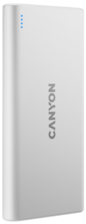 Аккумулятор внешний универсальный Canyon PB-106 CNE-CPB1006W 10000mAh, 5V/2A, 5V/2.1A(Max), USB cable length 0.3m, white