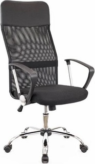 Кресло офисное Everprof Ultra T чёрное (акриловая сетка, ткань, хром, ролики, топган)