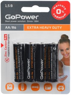 Батарейка GoPower Heavy duty 00-00015594 R6 AA BL4 1.5V блистер (4 шт.)