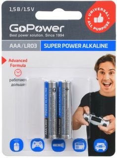 Батарейка GoPower LR03 AAA B 00-00019862 Alkaline 1.5V блистер (2 шт.)