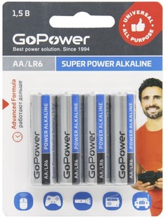 Батарейка GoPower LR6 AA BL4 Alkaline 00-00015601 1.5V блистер (4 шт.)