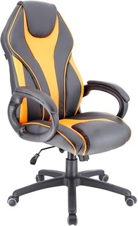 Кресло игровое Everprof Wing TM чёрно-оранжевое, (экокожа, ролики, топган Мульти)