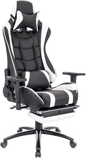 Кресло игровое Everprof Lotus S1 чёрно-белое, (экокожа, ролики, DMS (топган)