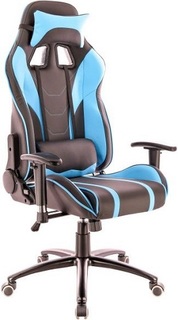 Кресло Everprof Lotus S16 чёрно-голубое, игровое (экокожа, ролики, DMS (топган))