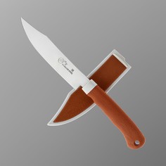 Нож туристический, в ножнах, лезвие 11,5 см, рукоять под дерево NO Brand