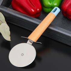 Нож для пиццы и теста magistro heaven wood, d=7,5 см, цвет бежевый, голубой