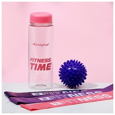 Набор для фитнеса dreamfit: 3 фитнес-резинки, бутылка для воды, массажный мяч Onlytop