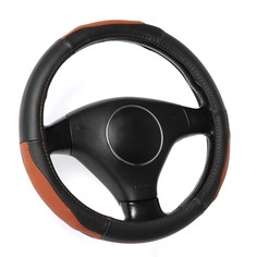 Оплетка torso, натуральная кожа, размер 38 см, перфорированная вставка, черно-коричневый