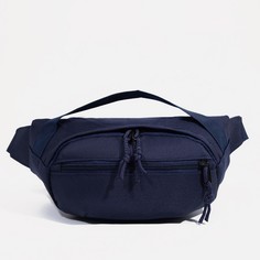 Поясная сумка на молнии, наружный карман, цвет синий NO Brand