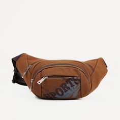 Поясная сумка на молнии, 3 наружных кармана, цвет коричневый NO Brand