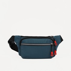 Поясная сумка на молнии, 3 наружных кармана, цвет синий NO Brand