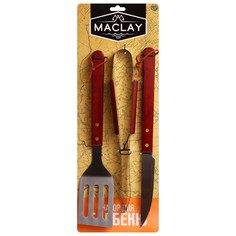 Набор для барбекю: лопатка, щипцы, нож, 35 см Maclay
