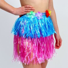 Гавайская юбка, 40 см, двухцветная голубо-розовая Страна Карнавалия