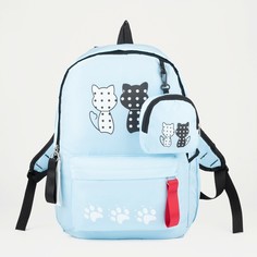 Рюкзак, отдел на молнии, наружный карман, кошелёк, цвет голубой NO Brand