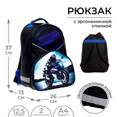Рюкзак школьный, 37 х 26 х 13 см, эргономичная спинка, calligrata ан
