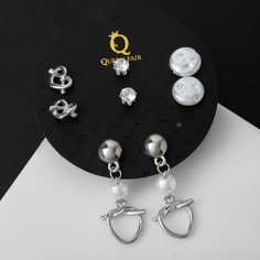 Пусеты 4 пары Queen Fair