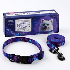 Набор my space, застёжка - фастекс, поводок 2 м и ошейник 28-46 см Пушистое счастье