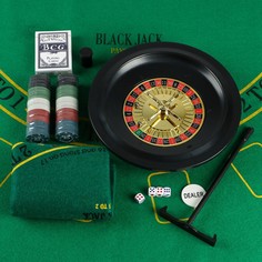 Набор для игры в покер (рулетка, карты 54 шт, фишки с номиналом 100 шт, кубики 4 шт, поле) NO Brand