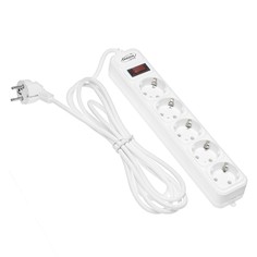 Сетевой фильтр luazon lighting, 5 розеток, 3 м, 2200 вт, 3 х 0.75 мм2, 10 а, 220 в, белый