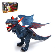 Динозавр dino, реагирует на звук, дым, свет и звук, работает от батареек, цвет синий