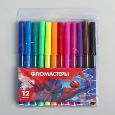 Фломастеры, 12 цветов, человек-паук Marvel