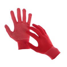 Перчатки, х/б, с нейлоновой нитью, с пвх точками, размер 8, красные, Greengo