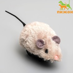 Мышь заводная меховая малая, 8,5 см, серая Пижон