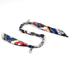 Цепочка с платком для сумки, с карабинами, 9 × 14 мм, 40 см, цвет синий/золотой Арт Узор