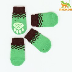Носки нескользящие, размер m (3/4 * 7,5 см), набор 4 шт, зеленые Пижон