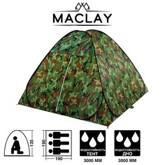 Палатка самораскрывающаяся, р. 190 х 190 х 135 см, цвет хаки Maclay